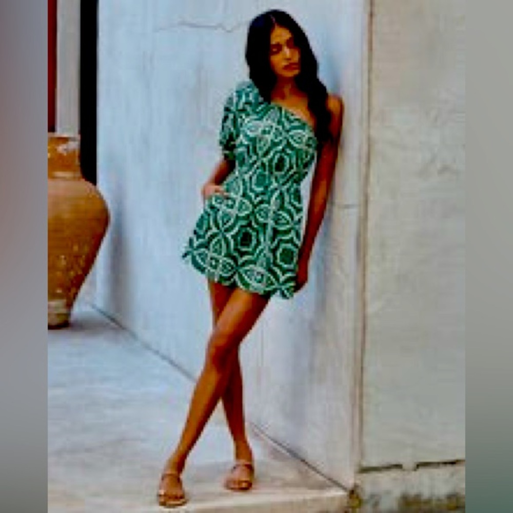MISA Tessa Dress- in Green Mosaic Tile